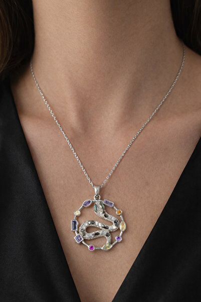 Silver RENKLİ YILAN SÜSLEMELİ 925 AYAR GÜMÜŞ KOLYE