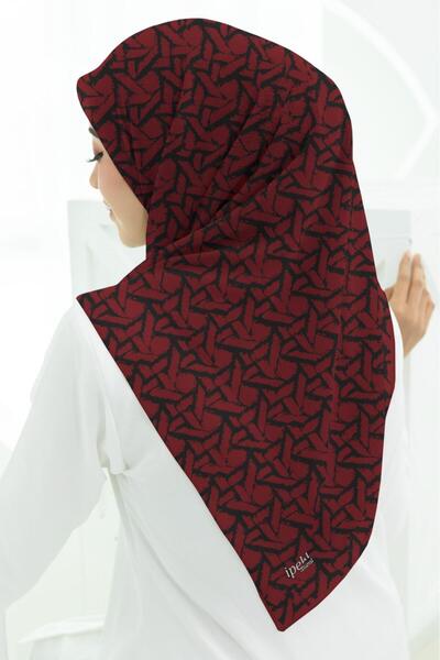 İpekal Soft Cotton Scarf-90 X 90 -06100 Black-Red