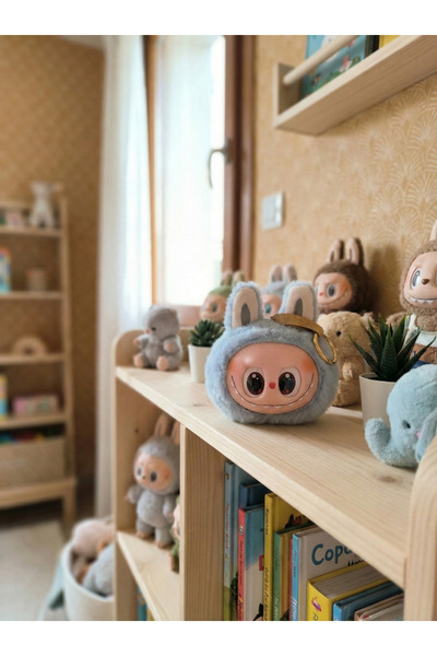 Probag Labubu Style Rabbit Ear Keychain Cute Character Bag Ornament – Blue