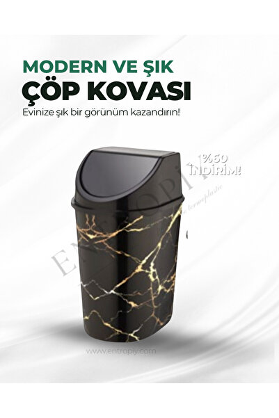 entropiy 2 ADET - Kapaklı Çöp Kovası - 5 Litre - Mutfak, Banyo, Ofis, Ev Şık ...