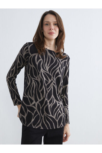 LC Waikiki artı-store'den Kahverengi Bisiklet Yaka Desenli Bluz