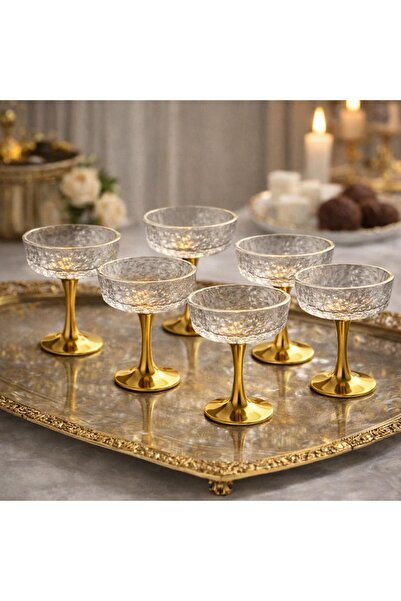 decovien Elegantly Designed 6-Piece Glass Turkish Delight Bowl with Stand