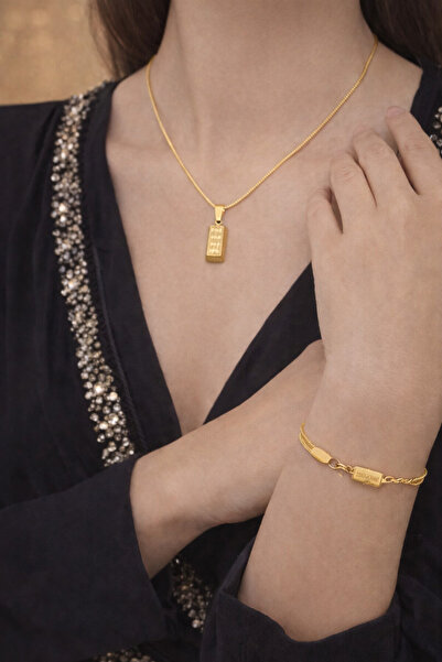 alyacs Premium Koleksiyon 14 Ayar Altın Kaplama Zincir Kolye & Bileklik Kadın...