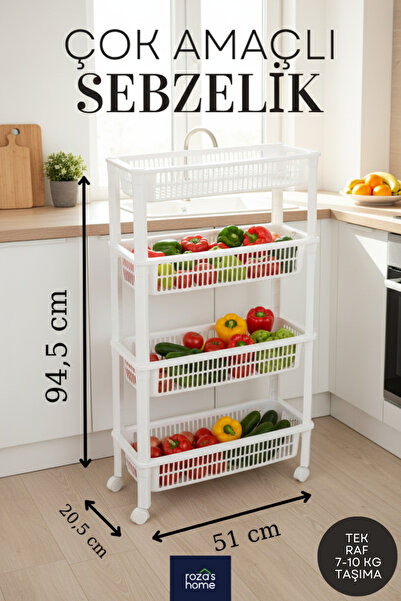 moontime alaçatı Çok Katlı Tekerlekli Tezgah Arası Raf Düzenleyici Organizer ...