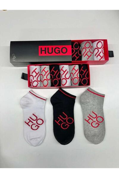HUGO Short socks 6 pairs white black gray premium cotton