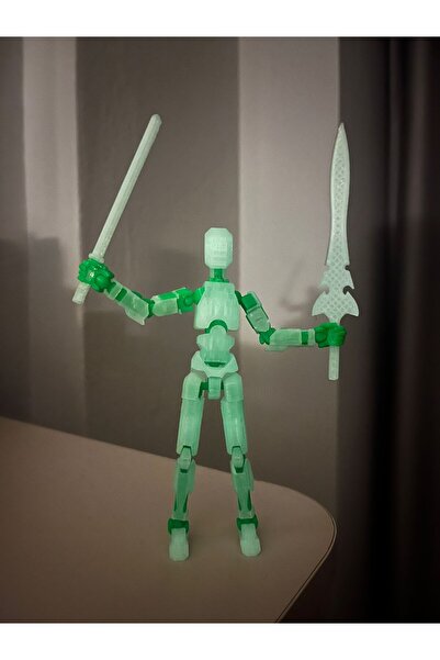 joybaskı Hareketli Oynar Eklemli Dummy Robot Karanlıkta Parlayan Fosfor Yeşil...