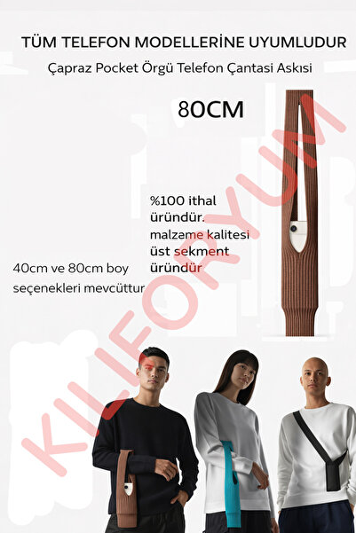 Kılıforyum iPhone Cross Pocket Mesh Phone Bag Strap Compatible with All Phones 40cm 80cm