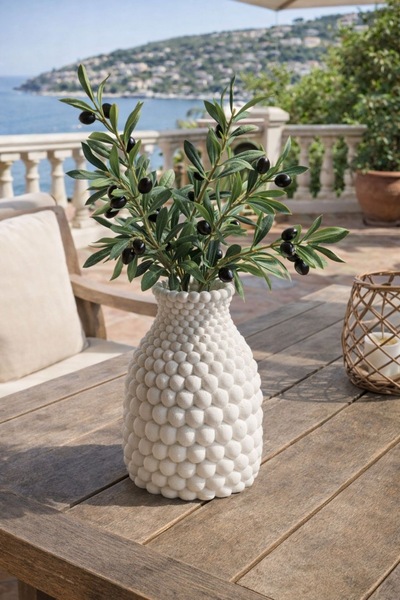 Rosina Ваза за цветя с украса от пчелна пита и маслинова клонка