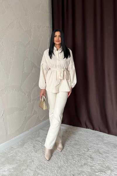 Wear Up    Beige Honeycomb Jacquard Fabric Shirt