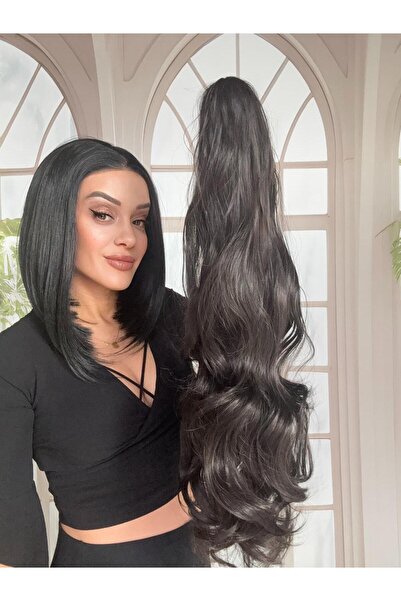 Suzan Peruk Mandallı Tokalı Postiş At Kuyruğu -Tak ve Çık Gerçek Saç Dokusund...