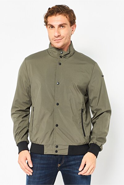 Geox Men Solid Long Sleeve Bomber Jacket, Sage Green