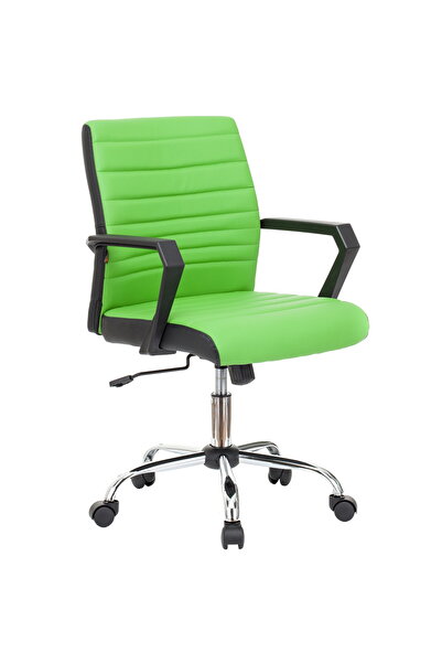 QMOBILI Scaun birou ERGOS Verde, piele ecologica, manere fixe PP, mecanism balans, baza metal cromat