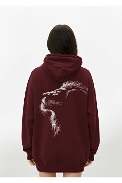 Mayer Butik Unisex Men/Women Lion on the Back Printed Oversized Hooded Sweatshirt