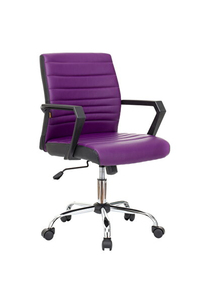 QMOBILI Scaun birou ERGOS Violet, piele ecologica, manere fixe PP, mecanism b...