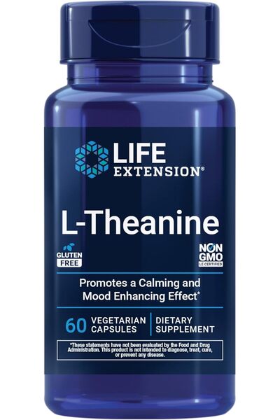 Life Extension إل-ثيانين، 60 كبسولة نباتية (100 ملغ لكل كبسولة)