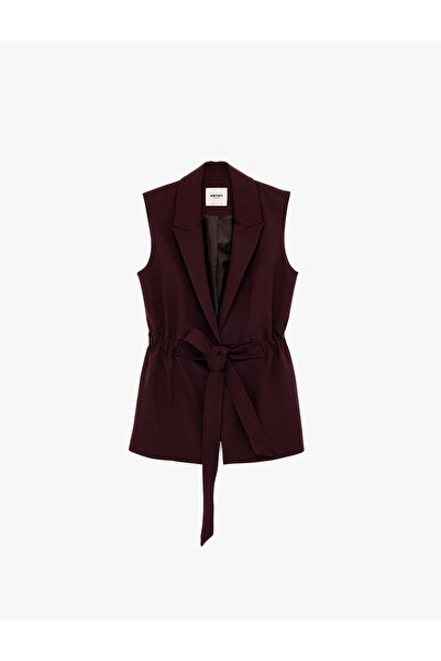 Koton Kruvaze Yaka Kemerli Kolsuz Yelek