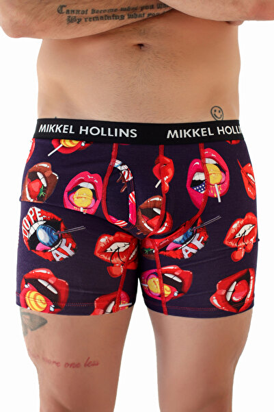 Mikkel Hollins Dudak Desenli Erkek Boxer- Modern Fit