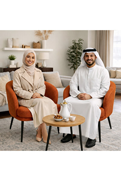 SADANHOME Modern curved armchair with a padded seat and sturdy black legs