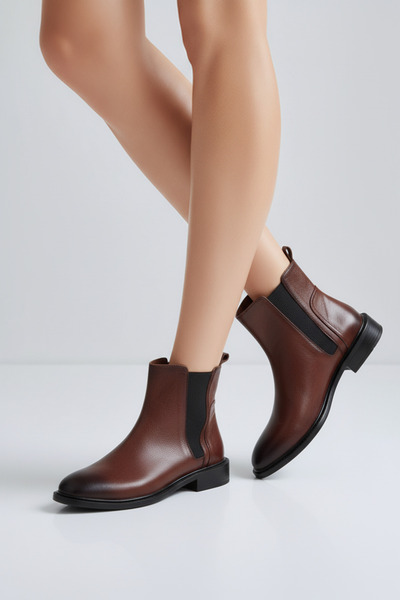 HOSBUTIK Hosss Genuine Leather Brown Women's Boots