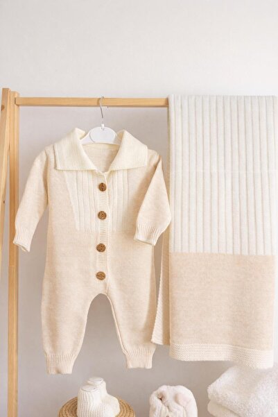 Yesda Bebe Triko Bebek Tulum Battaniye Seti – Yenidoğan Pamuklu Örgü Bebek Ta...