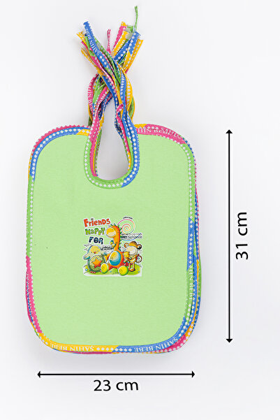 Lui Baby 12'li Paket Bebek Mama Önlüğü Muşambalı Su Geçirmez 23*31 Cm Kokulu İpli