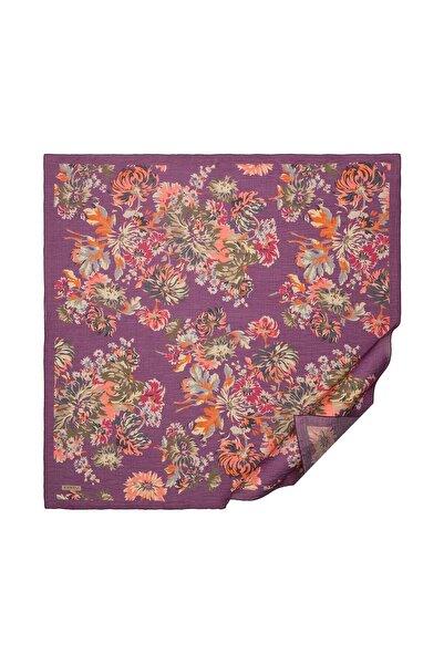 ipekevi Patterned Tensoft Scarf - Chrysanthemum Patterned - Plum
