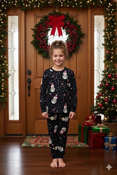 Monkabox طقم بيجامة للأطفال لعيد الميلاد باللون الأحمر على شكل رجل الثلج