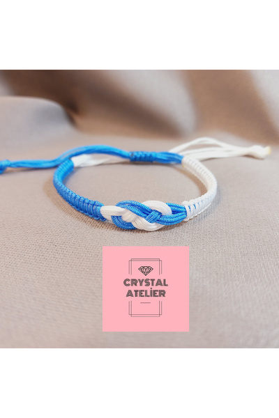 Crystal Atelier Infinity Figured Macrame Bracelet – Unisex Adjustable Handmad...