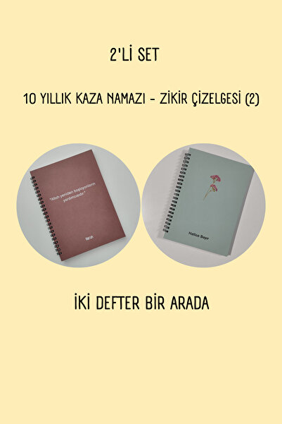 beticraft 10 yıllık kaza namazı ve zikir çizelgesi (2), 2'li set, çizelge def...