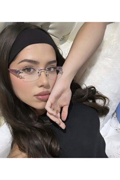 MERISU Açık Pembe Taş Detaylı Unisex Gözlük – Optik Cam Değişimine Uygun