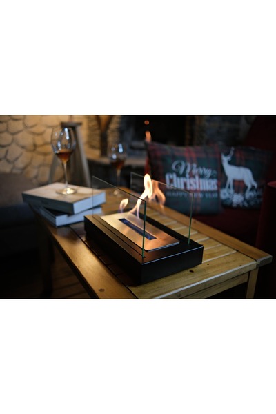 SSCONCEPT Metal Siyah Renk Masa Üstü Şömine Bioethanol Hediyelik