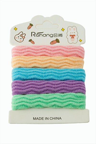 Bijuteri Net مشبك مطاطي مخطط على شكل زجزاج 5 قطع