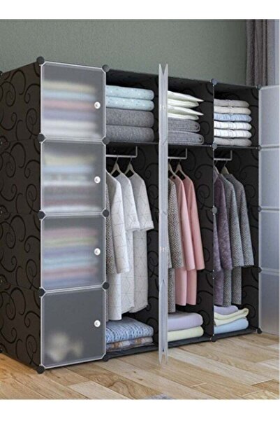 LAOBAN 16 Cube Furniture Detachable Plastic Wardrobe Assembly Locker Clothes Cabinet