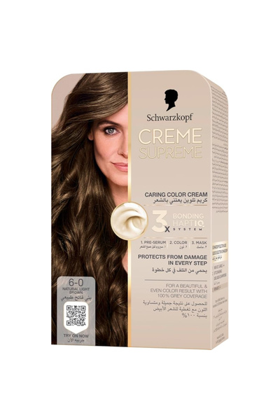 SCHWARZKOPF Palette صبغة شعر إس كيه كريم سوبريم، لون بني فاتح طبيعي 6-0