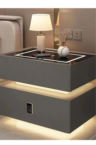 Generic Nightstand with Smart Charging, 2-Tier Storage Side Table