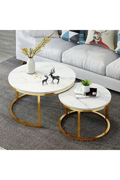 Generic Round Nesting Coffee Tables with Marble Top