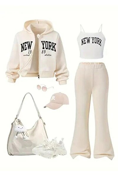 Kids New York 1989 3'Lü Bej Kız Rahat Takım
