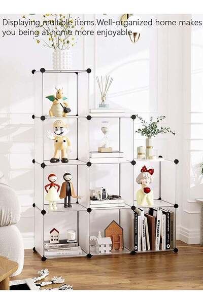 LAOBAN DIY Bookcase Storage Organizer Cabinet, White 9 cubes