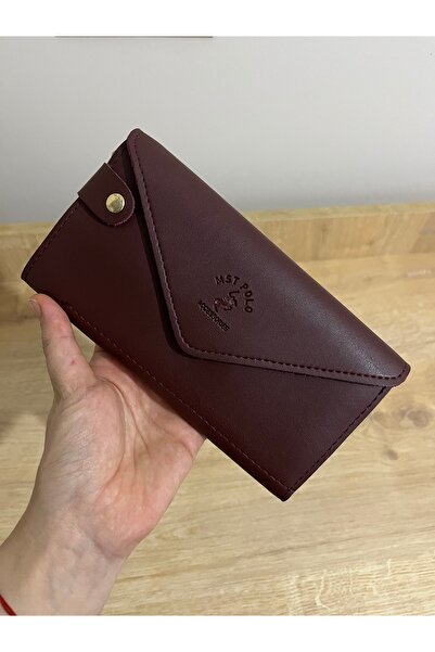 Baykuş Boutique Burgundy Women's Wallet Wrist Strap Hand Strap Trendy Wallet