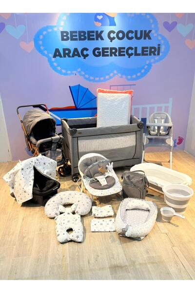TURHANBEBE 20 Parça Bebek Çeyiz Seti Bebek Arabası Puset Beşik Ana Kucağı Beb...