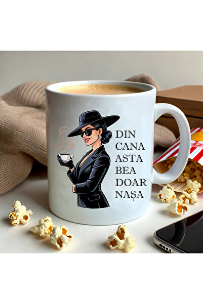 OEM Cana cadou cu mesaj: „Din cana asta bea doar Nasa”, ceramica alba, 330ml