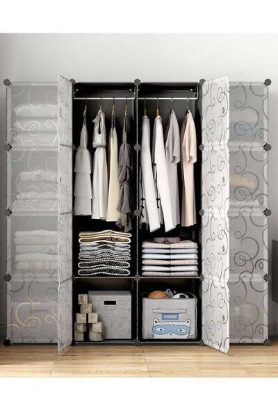 Generic منظم تخزين مكون من 16 مكعبًا، خزانة تخزين بلاستيكية محمولة