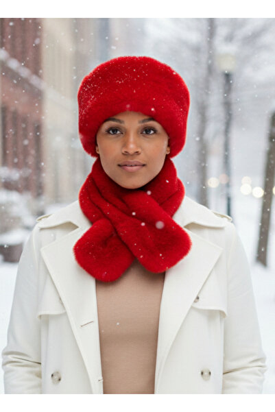 STELLA VESTİNO Premium Peluş Kalpak ve Atkı Takımı - 1. Sınıf Astarlı Kışlık Set