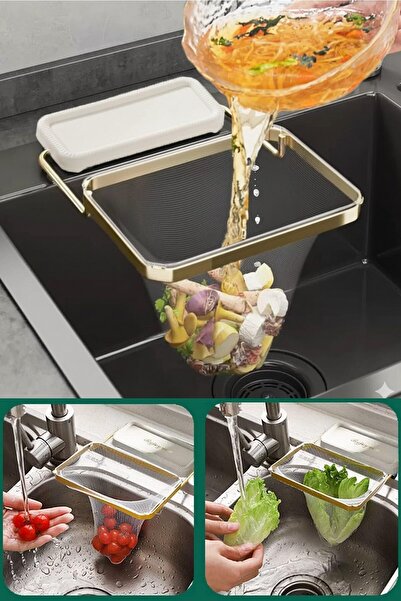 moontime alaçatı Katlanabilir Mutfak Lavabo Süzgeci 50 Adet Tül Süzgeç Hediye