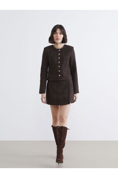 LC Waikiki Özmarka Yeni Sezon Beli Fermuarlı Dokulu Tüvit Şort Etek