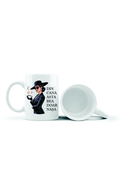 OEM Cana cadou cu mesaj: „Din cana asta bea doar Nasa”, ceramica alba, 330ml