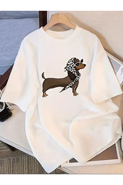 LELVANİ Ochelari de soare cu imprimeu Teckel și tricou cu imprimeu leopard