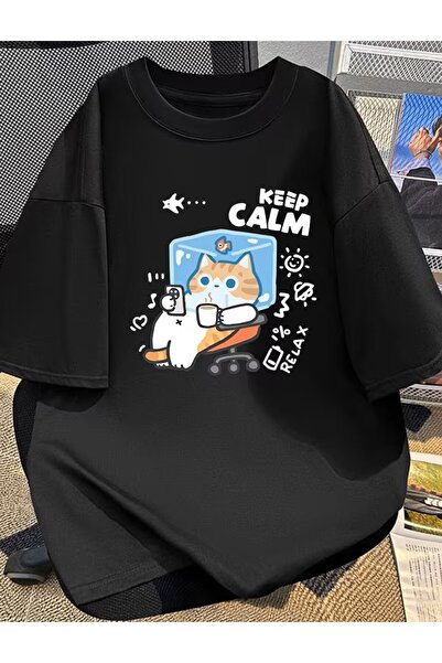 LELVANİ Tricou cu model imprimat cu pisică de desene animate