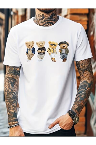 LELVANİ تي شيرت مطبوع عليه نمط أنيق ومبتكر يرتدي ملابس وقبعة على شكل دب رائع ...