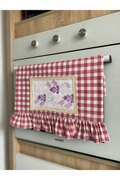 Parla Life Mor Pötikare Kanaviçe Detaylı Fırfırlı Ocak Örtüsü (kanaviçe model...